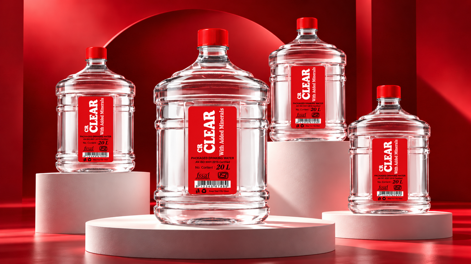 CR clear certified packaged drinking water jars manufactured across regional co-packer plants